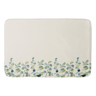 Tapete De Banheiro Verde Floral Elegante De Eucalipto Branco