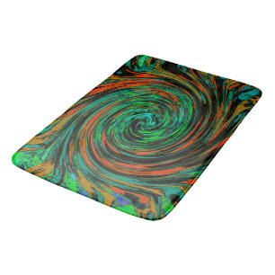 Tapete De Banheiro Verde Lima e Laranja Abstrato Retro Twirl