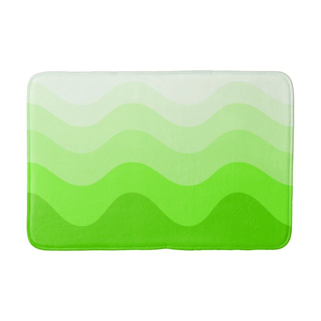 Tapete De Banheiro Verde limão Wavey Stripe Moderna Bath Mat (Frente)