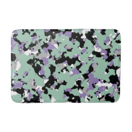 Tapete De Banheiro Verde menta e camuflagem roxa estampa camo