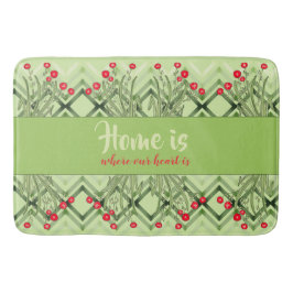 Tapete De Banheiro Verde Moderno com Floral Vermelho