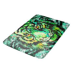 Tapete De Banheiro Verde Tigre Artwort - Tiger Bath Mat Colorido