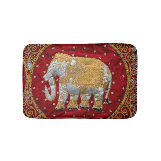 Tapete De Banheiro Vermelho Embellished e ouro do elefante indiano (frente)