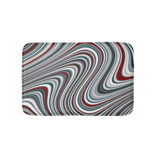 Tapete De Banheiro Vermelho Marrom e Azul Turquesa Formas Abstratas C