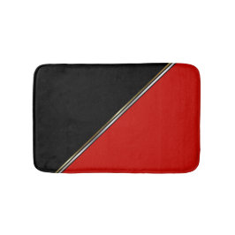 Tapete De Banheiro Vermelho Preto com Faixa Prata Dourada