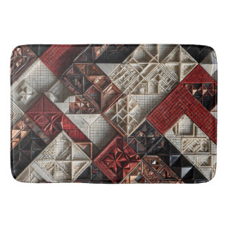 Tapete De Banheiro Vermelho Preto Marfim Micro Mosaico 3D Geométrico