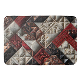 Tapete De Banheiro Vermelho Preto Marfim Micro Mosaico 3D Geométrico