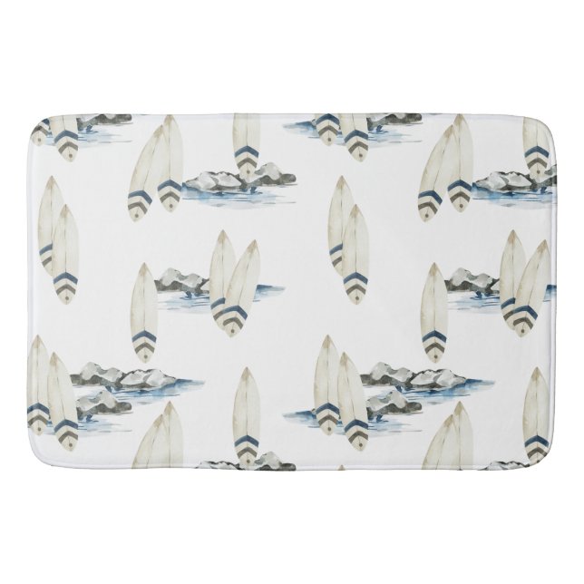 Tapete De Banheiro Vibrações de praia litoral com aquarela mínima (Frente)