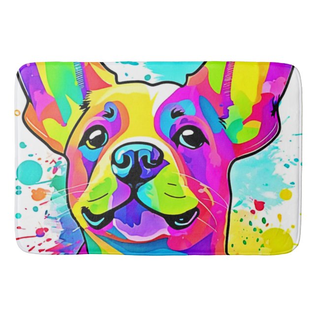 Tapete De Banheiro Vibrant Frenchie Bulldog Puppy Art (Frente)