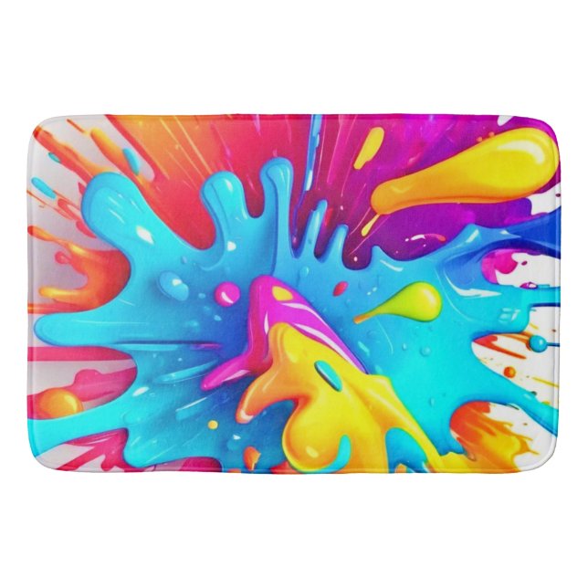 Tapete De Banheiro Vibrant Neon Paint Splash Art (Frente)