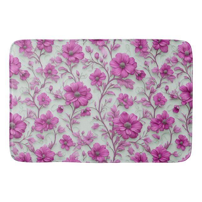 Tapete De Banheiro Vibrant Pink Floral Pattern With Magenta Flowers (Frente)