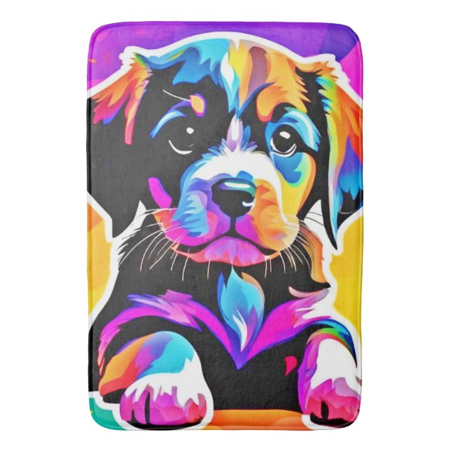 Tapete De Banheiro Vibrant Puppy Trabalho de arte (Frente Vertical)