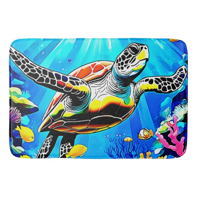 Tapete De Banheiro Vibrant Sea Turtle Dreamscape (Frente)