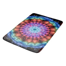 Tapete De Banheiro Vibrant Tie Dye Kaleidoscope Rainbow Mandala