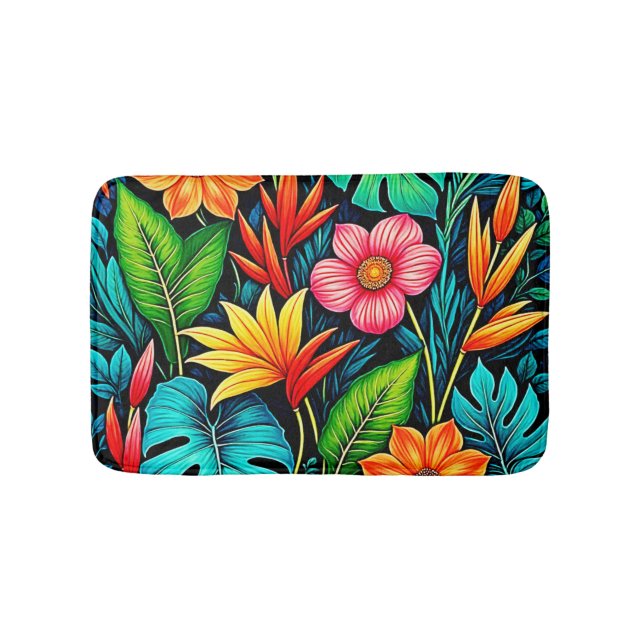 Tapete De Banheiro Vibrant Tropical Jungle Bloom Art (frente)