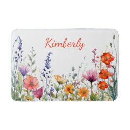 Tapete De Banheiro Vibrant Watercolor Wildflowers Personalized