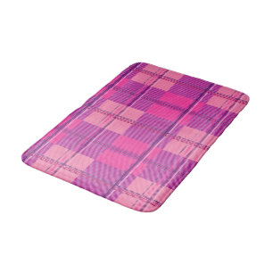 Tapete De Banheiro Vibrante Estética Xadrez Rosa Magenta