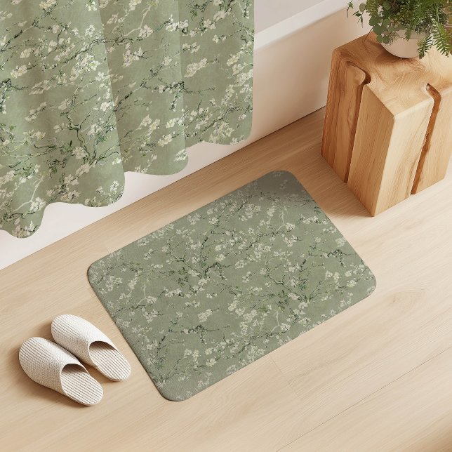 Tapete De Banheiro Vincent Van Gogh Almond Blossom on Sage Green (Criador carregado)