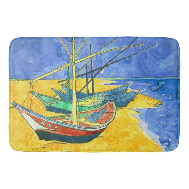Tapete De Banheiro Vincent van Gogh Boats em Saintes-Marie watercol (Frente)