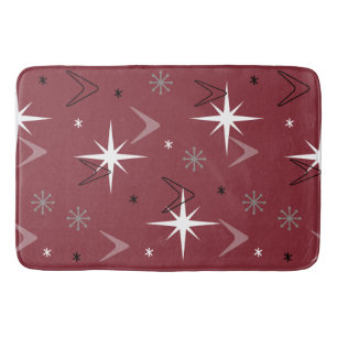 Tapete De Banheiro Vintage 1950s Boomerangs Stars Burgundy