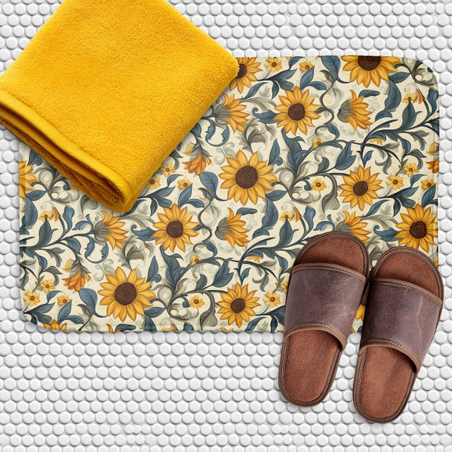 Tapete De Banheiro Vintage Art Nouveau Sunflower Pattern (Criador carregado)