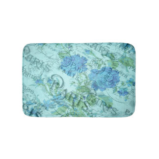 Tapete De Banheiro Vintage Blue Floral French Paris Postmark Pattern