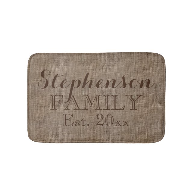 Tapete De Banheiro Vintage Country Rustic Burlap Name (frente)