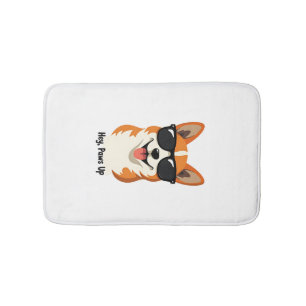 Tapete De Banheiro Vintage Ei, Patas para Cima Corgi com Óculos de So