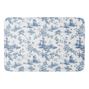 Tapete De Banheiro Vintage English Floral Toile de Jouy-Blue