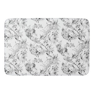Tapete De Banheiro Vintage French Floral Fantasy Toile-Black