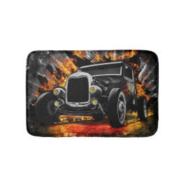 Tapete De Banheiro Vintage Hot Rod Em Chamas