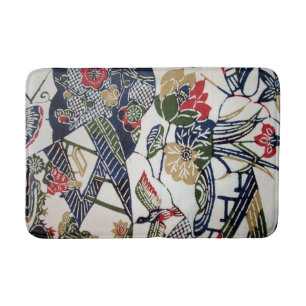 Tapete De Banheiro Vintage Japonês Kimono Textile (Bingata)