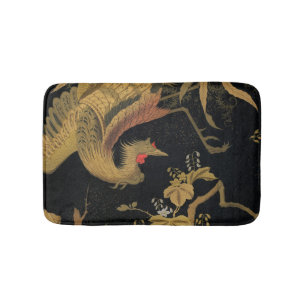 Tapete De Banheiro Vintage Japonês Phoenix Gold Black Bird