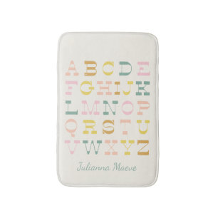 Tapete De Banheiro Vintage Kids Pastel Alphabet Art Personalizado