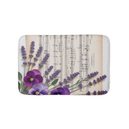 Tapete De Banheiro Vintage Music and Lavender Pansies Floral