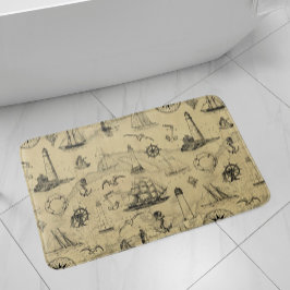 Tapete De Banheiro Vintage Náutica Navio de Navegação Ancorar costeir