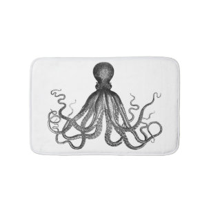 Tapete De Banheiro Vintage náutico antigo Kraken do polvo de