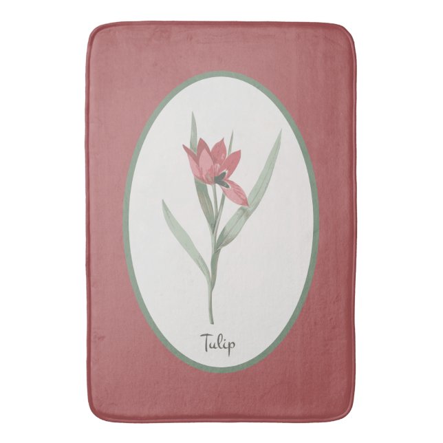 Tapete De Banheiro Vintage Red Tulip Flower Cameo (Frente Vertical)