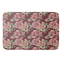 Vintage Rosa Floral Bath Mat - Romântica