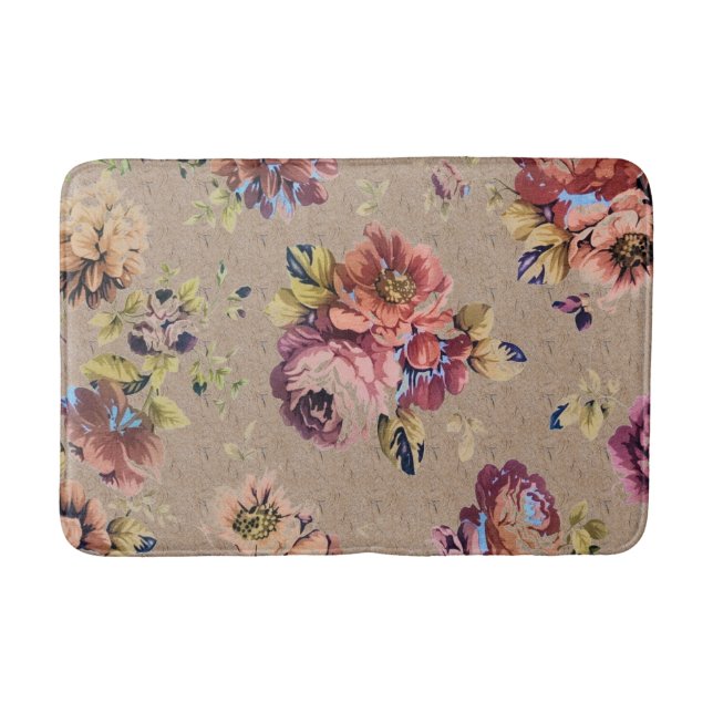 Tapete De Banheiro Vintage Rustic Floral (Frente)
