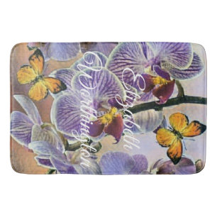 Tapete De Banheiro Vintage Watercolor Flor Orquídea Púrpura Púrpura C