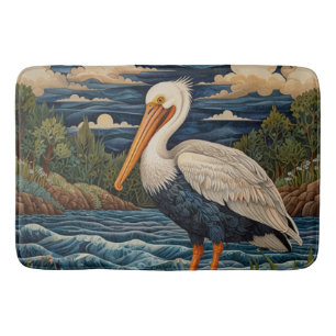 Tapete De Banheiro Vintage white sea aves-do-mar pelicano