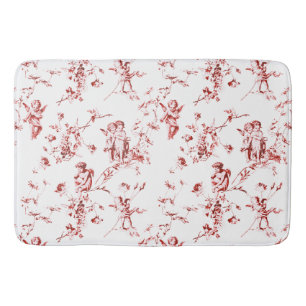 Tapete De Banheiro Vintage Winged Cherub Angels Flores Toile Vermelho
