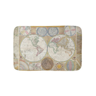 Tapete De Banheiro Vintagem antiga do Mapa Mundial de Viagem