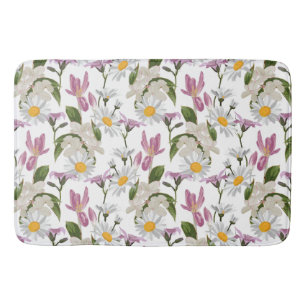 Tapete De Banheiro Violet rosa margaridas tropicais e flores silvestr