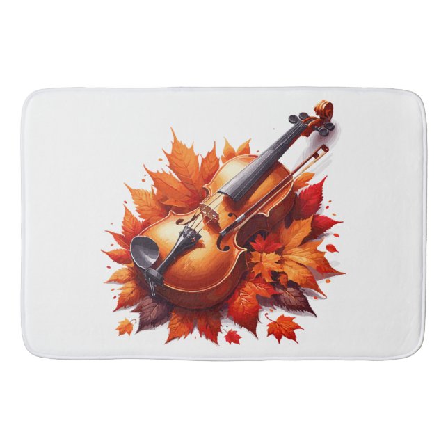 Tapete De Banheiro Violino na cama de folhas (Frente)