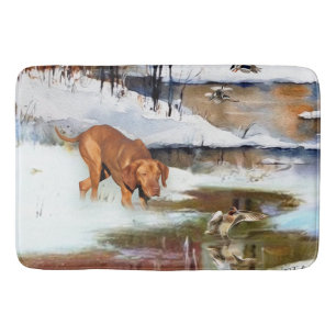 Tapete De Banheiro Vizsla húngara, patos de caça no inverno