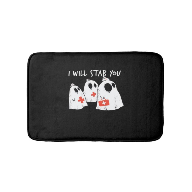 Tapete De Banheiro Vou Te Esfaquear Enfermeira Engraçada RN Halloween (frente)