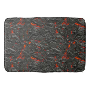 Tapete De Banheiro vulcão de lava Molten preto e vermelho
