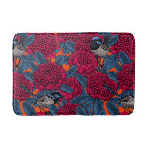 Tapete De Banheiro Waratah Vermelho e forras-de-fada